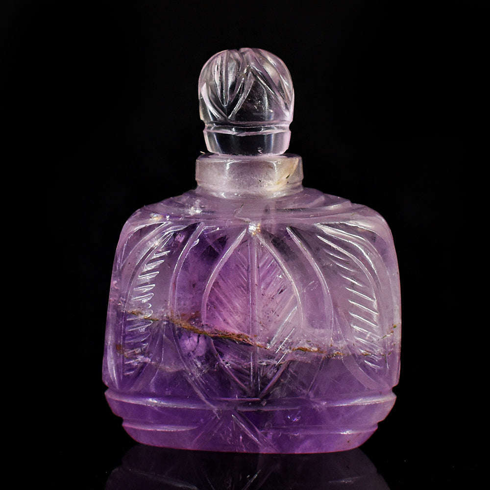 gemsmore:Craftsmen Amethyst  Hand Carved Genuine Crystal Gemstone Carving Perfume Bottle