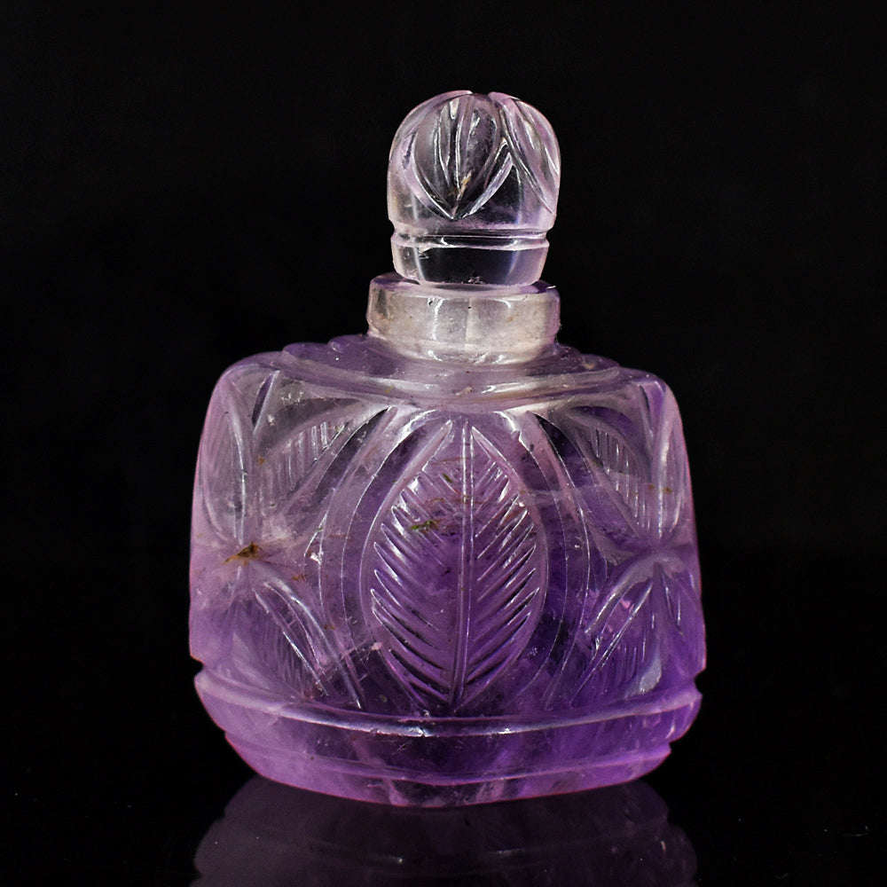 gemsmore:Craftsmen Amethyst  Hand Carved Genuine Crystal Gemstone Carving Perfume Bottle