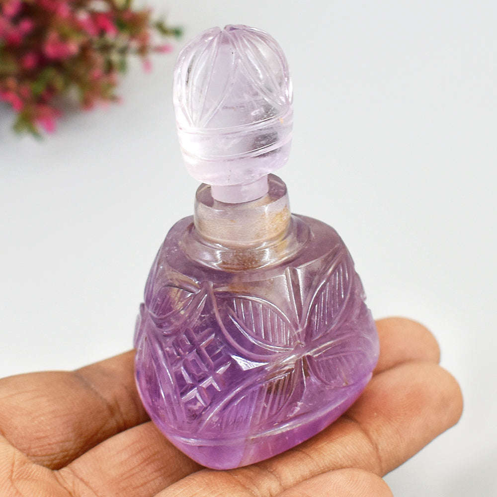 gemsmore:Craftsmen Ametrine Hand Carved Genuine Crystal Gemstone Carving Perfume Bottle