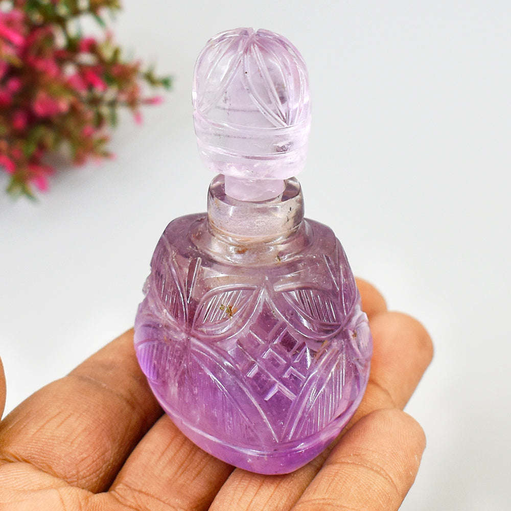 gemsmore:Craftsmen Ametrine Hand Carved Genuine Crystal Gemstone Carving Perfume Bottle