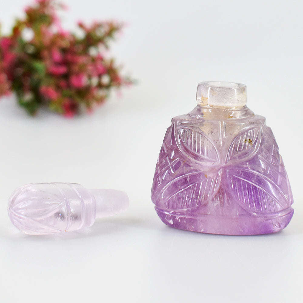 gemsmore:Craftsmen Ametrine Hand Carved Genuine Crystal Gemstone Carving Perfume Bottle