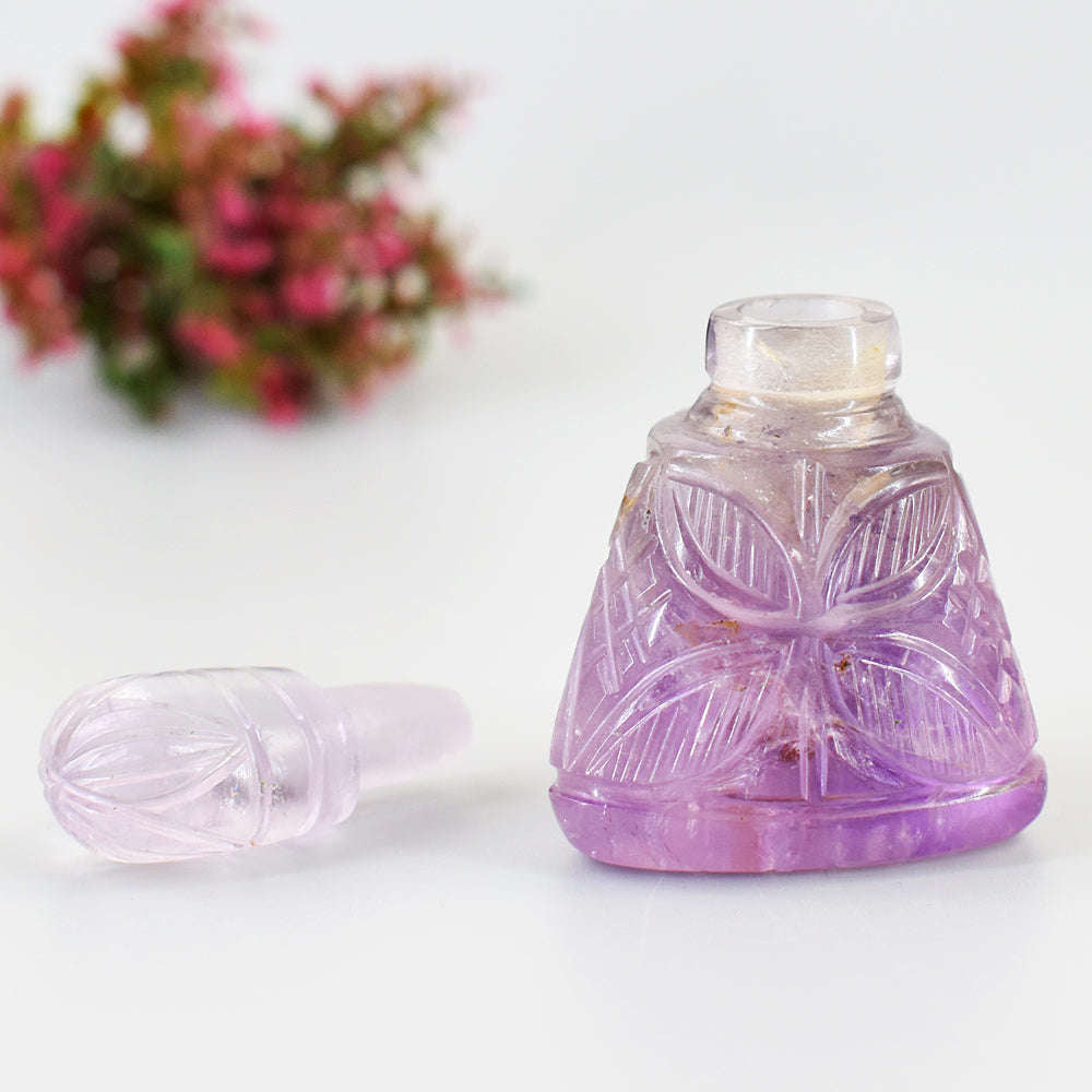 gemsmore:Craftsmen Ametrine Hand Carved Genuine Crystal Gemstone Carving Perfume Bottle