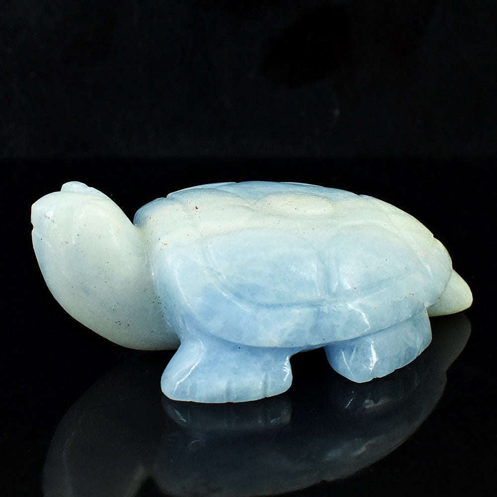 gemsmore:Craftsmen Angelite Hand Carved Genuine Crystal Gemstone Carving Turtle