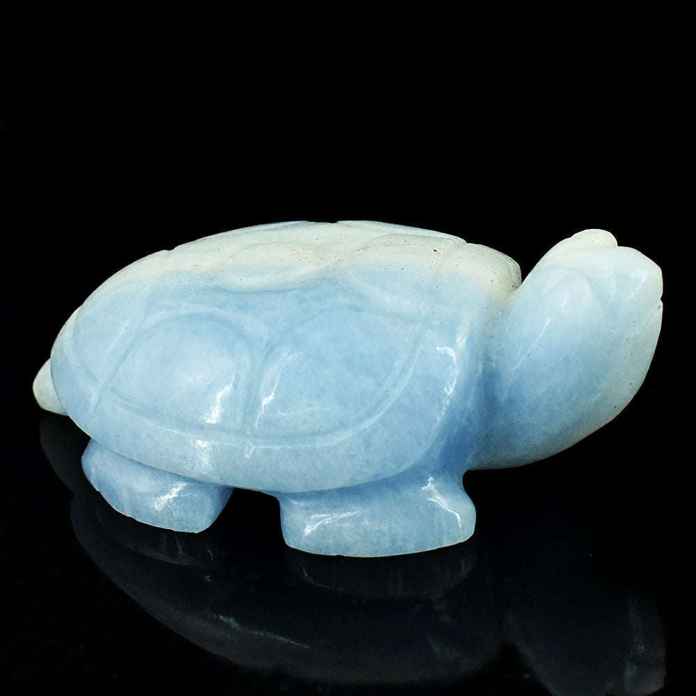 gemsmore:Craftsmen Angelite Hand Carved Genuine Crystal Gemstone Carving Turtle