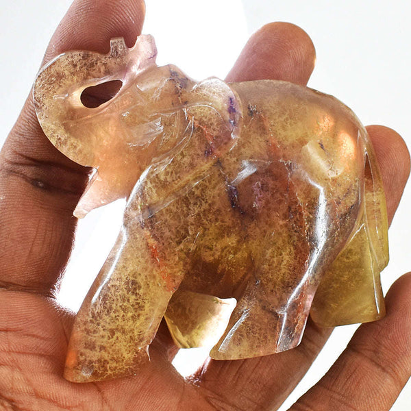 gemsmore:Craftsmen Aventurine Hand Carved Genuine Crystal Gemstone Carving Elephant