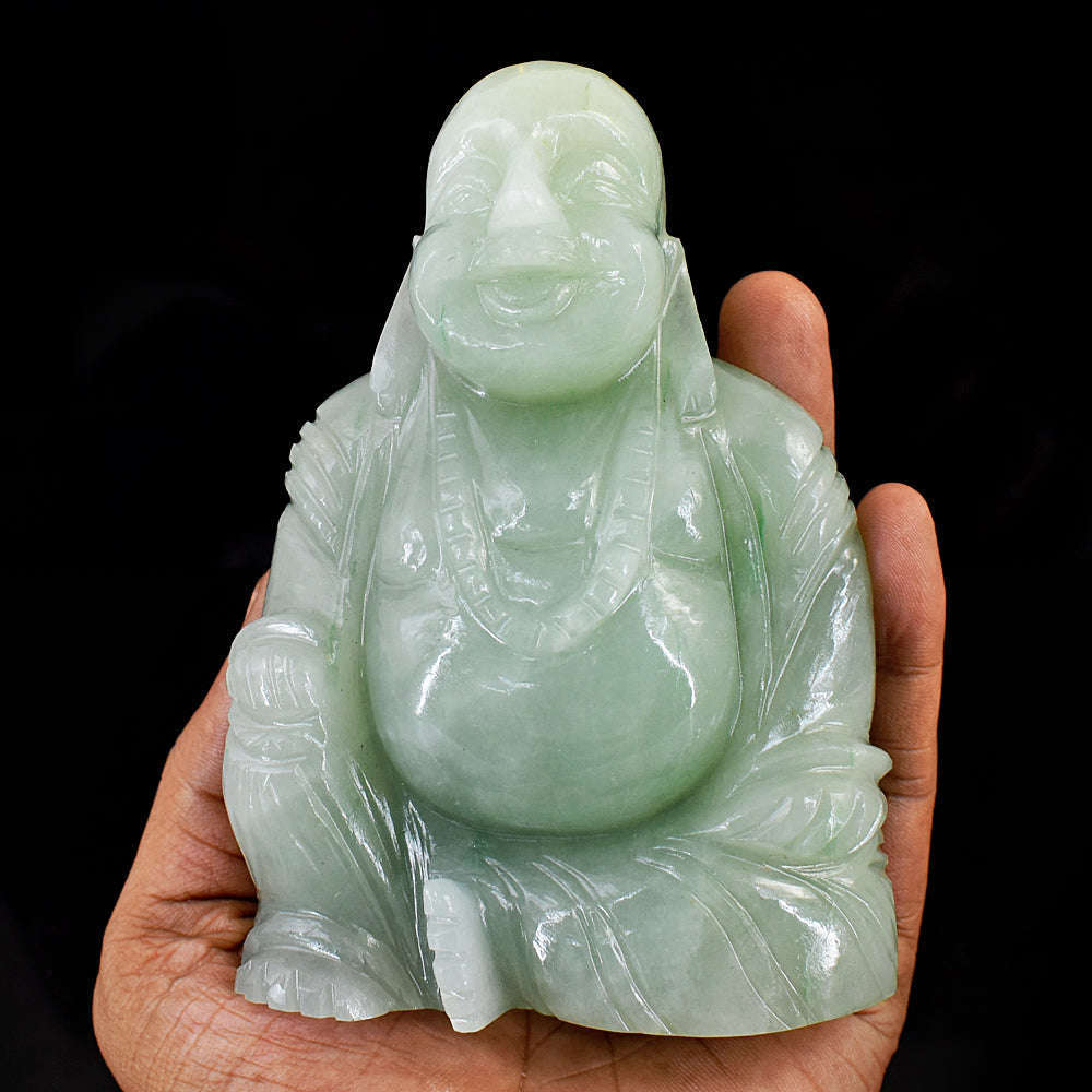 gemsmore:Craftsmen Aventurine Hand Carved Genuine Crystal Gemstone Carving Laughing Buddha