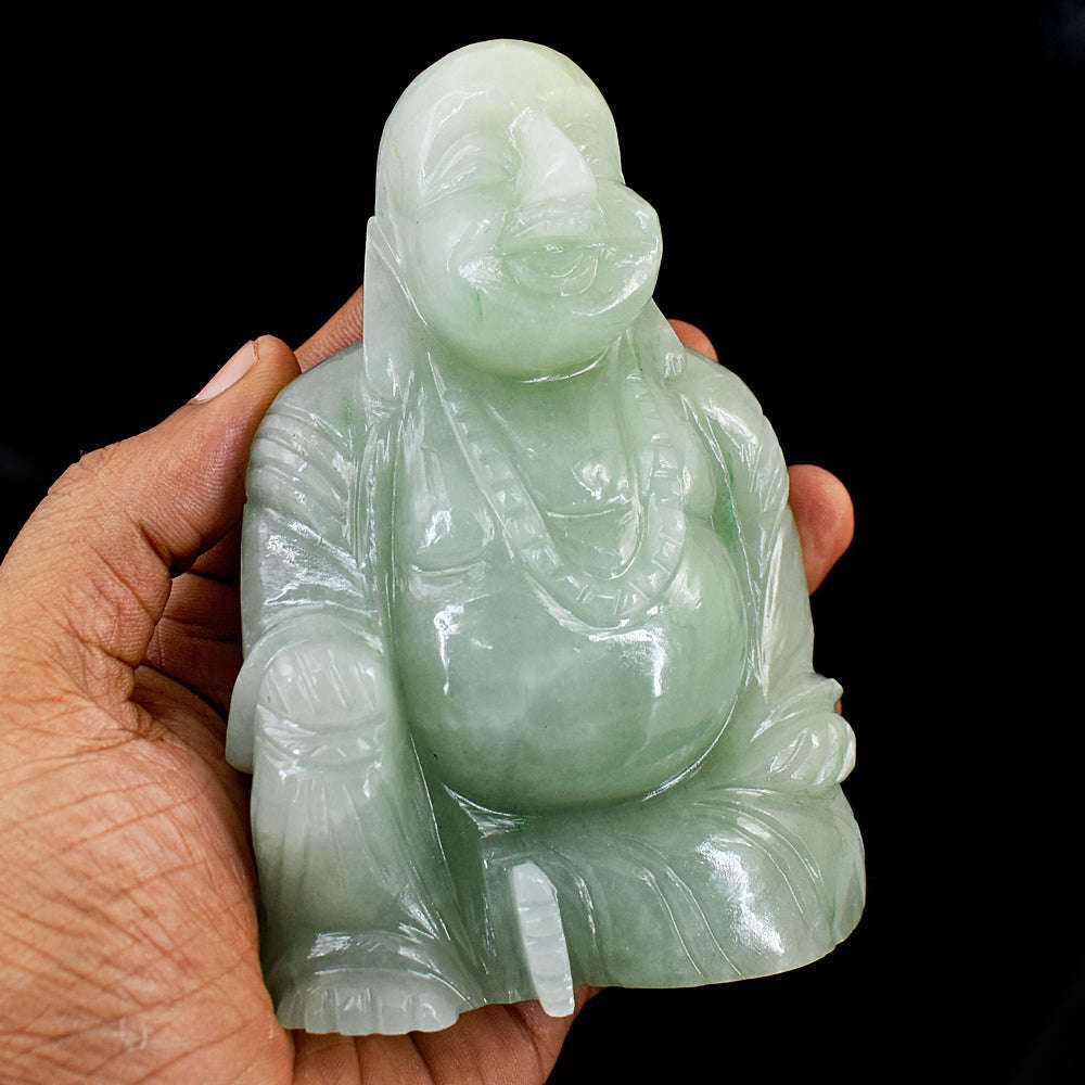 gemsmore:Craftsmen Aventurine Hand Carved Genuine Crystal Gemstone Carving Laughing Buddha