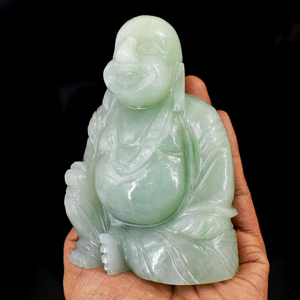 gemsmore:Craftsmen Aventurine Hand Carved Genuine Crystal Gemstone Carving Laughing Buddha