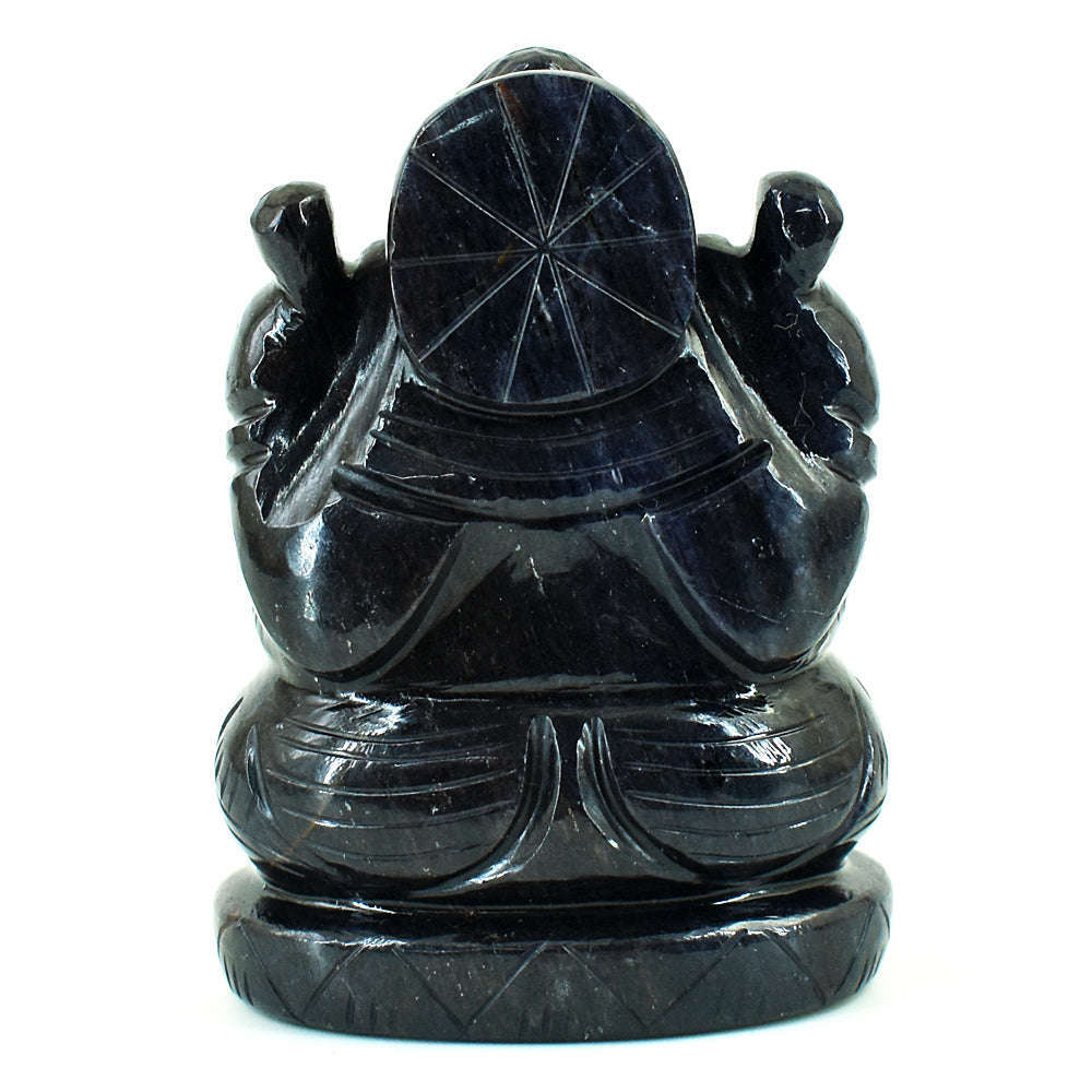 gemsmore:Craftsmen Blue Jade Hand Carved Genuine Crystal Gemstone Carving Lord Ganesha