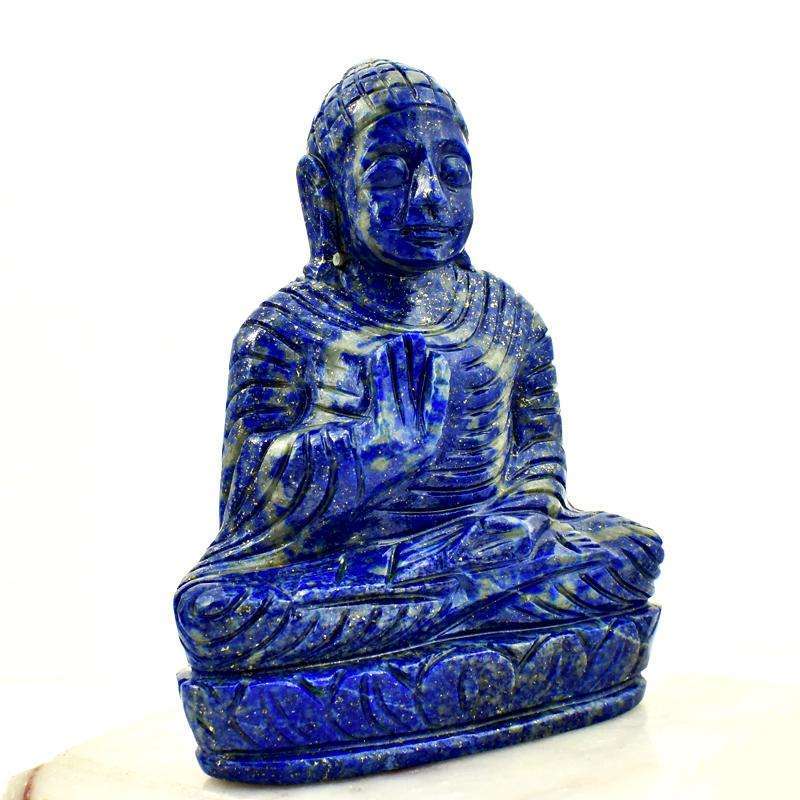 gemsmore:Craftsmen Carved Blue Lapis Lazuli Buddha Idol