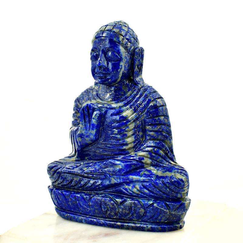 gemsmore:Craftsmen Carved Blue Lapis Lazuli Buddha Idol