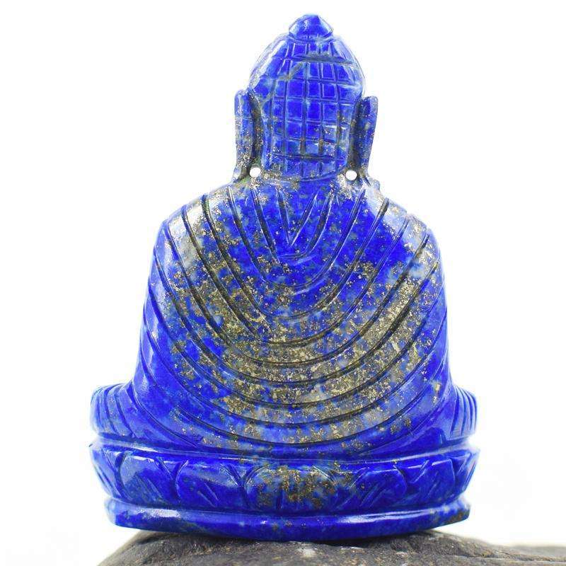 gemsmore:Craftsmen Carved Blue Lapis Lazuli Lord Buddha Idol