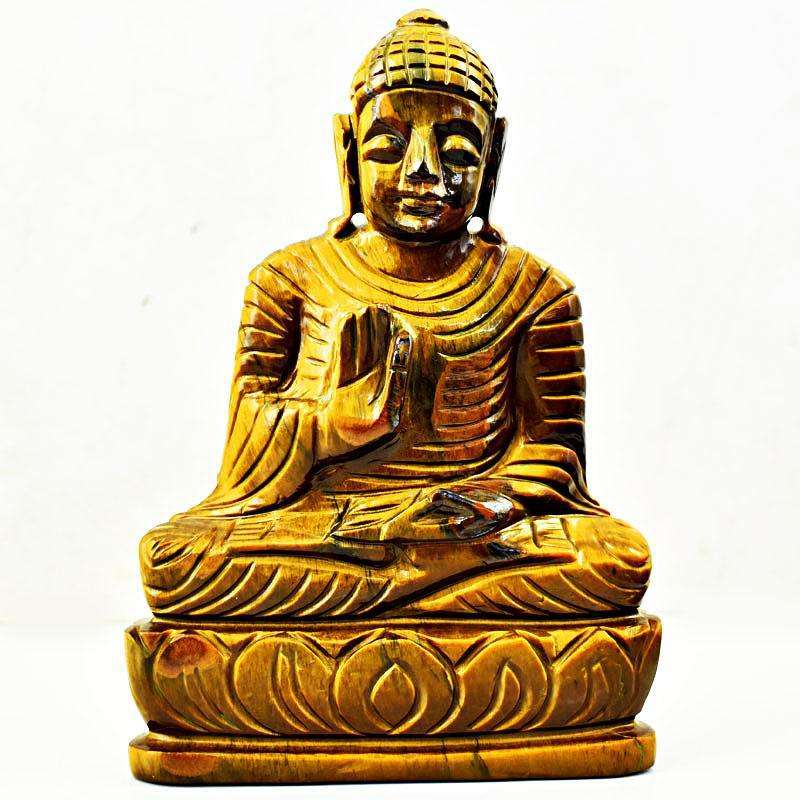 gemsmore:Craftsmen Carved Golden Tiger Eye Lord Buddha Idol