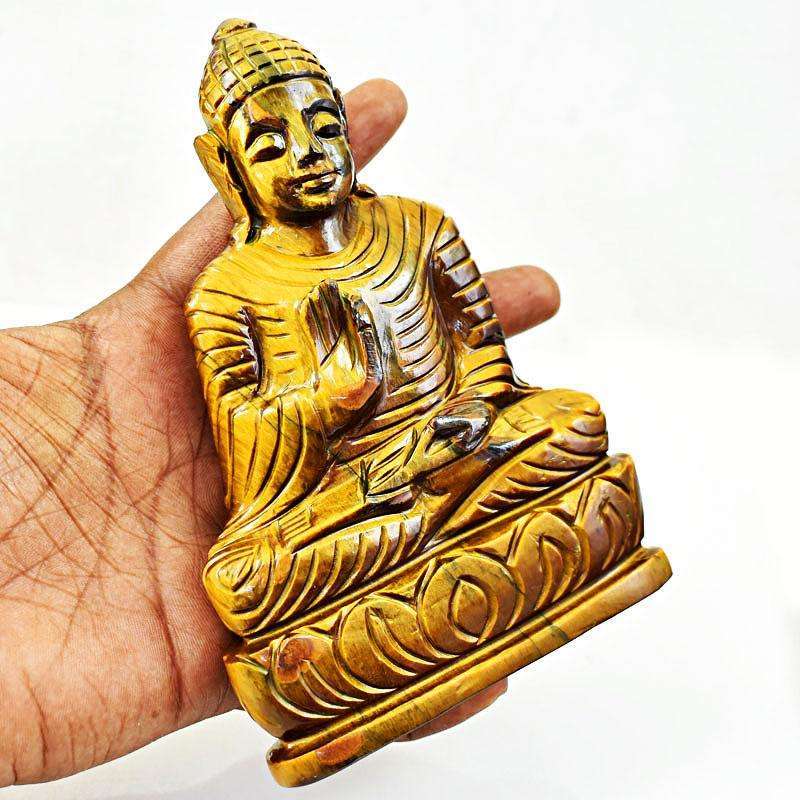 gemsmore:Craftsmen Carved Golden Tiger Eye Lord Buddha Idol