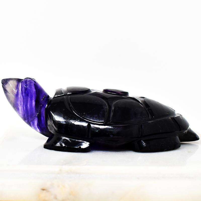 gemsmore:Craftsmen Carved Multicolor Fluorite Gemstone Turtle