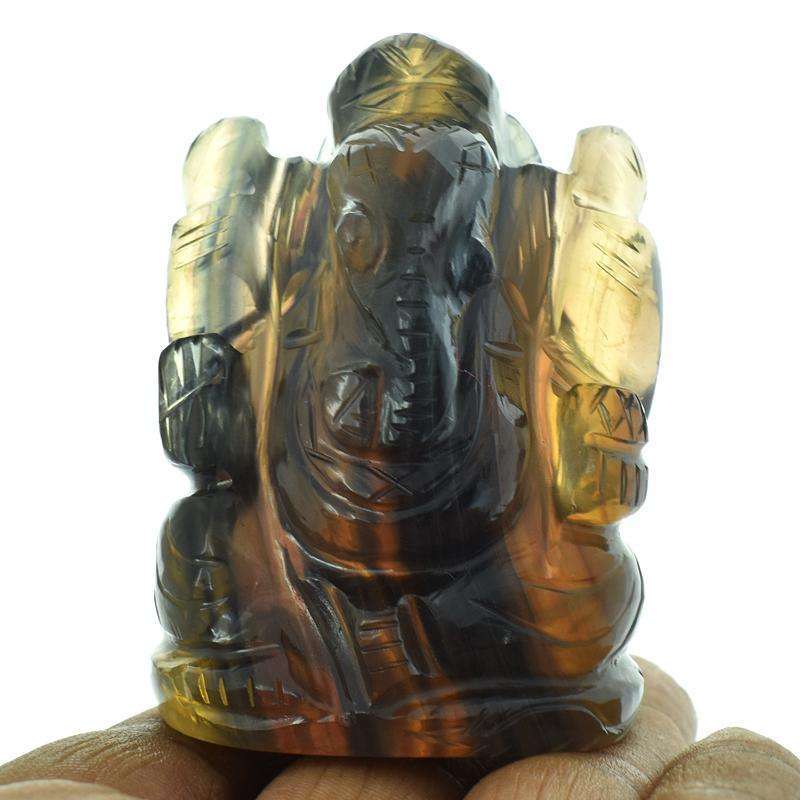 gemsmore:Craftsmen Carved Multicolor Fluorite Hand Carved Ganesha