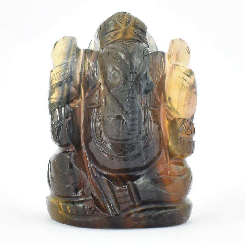 gemsmore:Craftsmen Carved Multicolor Fluorite Hand Carved Ganesha