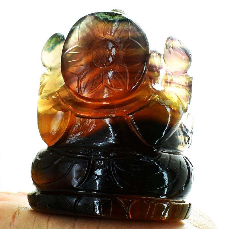 gemsmore:Craftsmen Carved Multicolor Fluorite Lord Ganesha Idol Statue