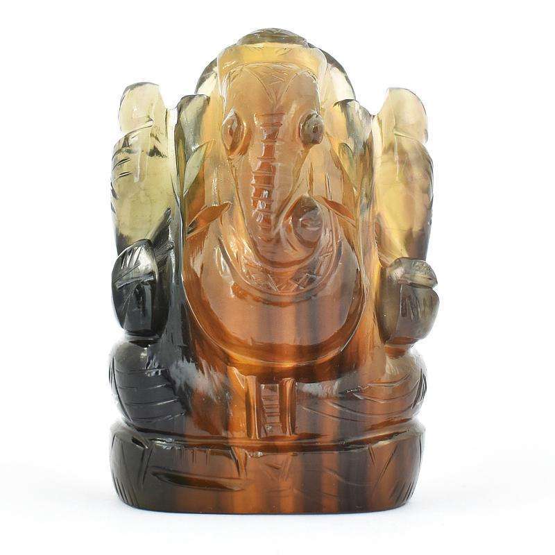 gemsmore:Craftsmen Carved Multicolor Fluorite Lord Ganesha Idol