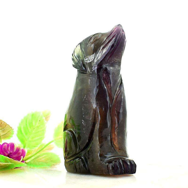 gemsmore:Craftsmen Carved Multicolor Fluorite Standing Dog