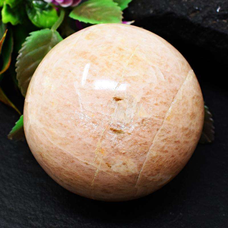 gemsmore:Craftsmen Carved Peach Moonstone Healing Ball