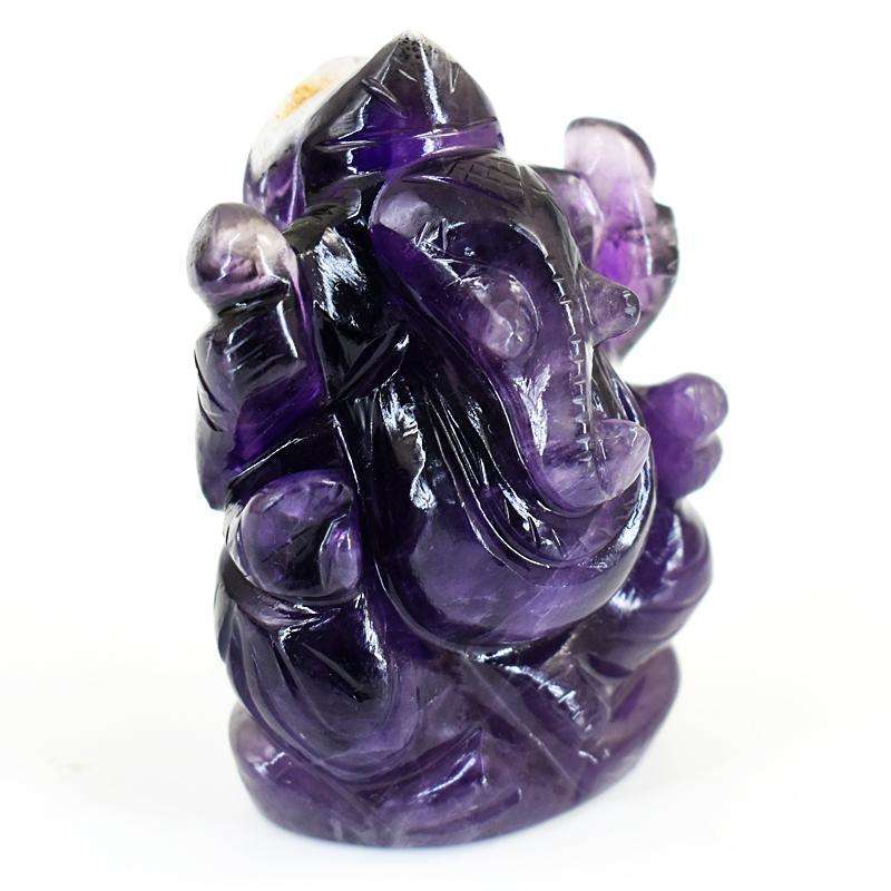 gemsmore:Craftsmen Chevron Amethyst Hand Carved Genuine Crystal Gemstone Carving Lord Ganesha