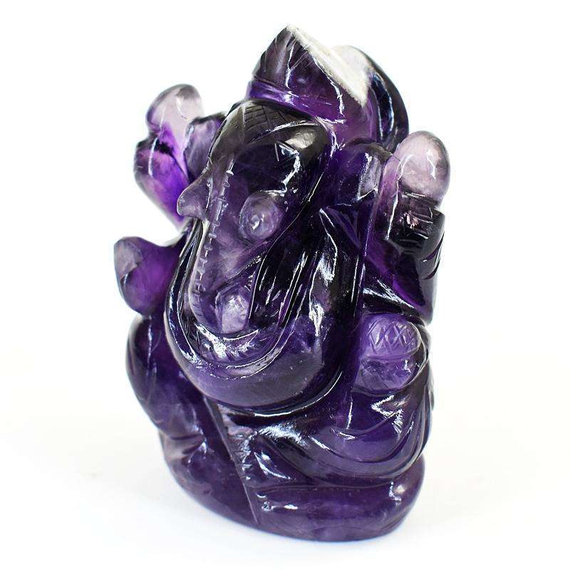 gemsmore:Craftsmen Chevron Amethyst Hand Carved Genuine Crystal Gemstone Carving Lord Ganesha