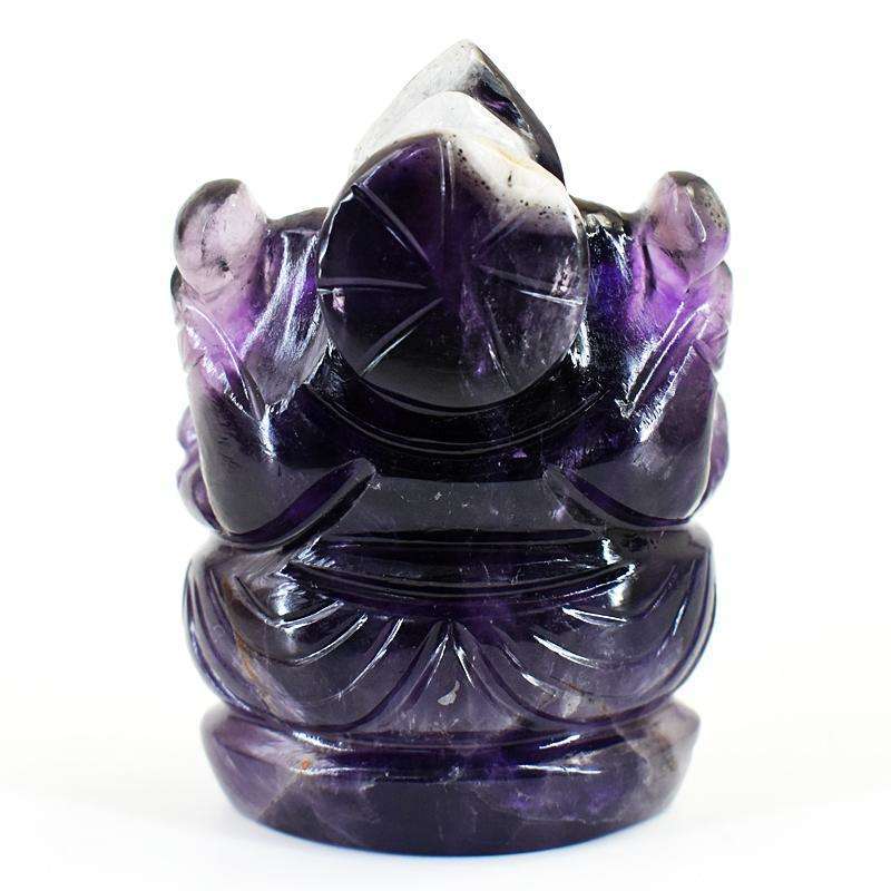 gemsmore:Craftsmen Chevron Amethyst Hand Carved Genuine Crystal Gemstone Carving Lord Ganesha