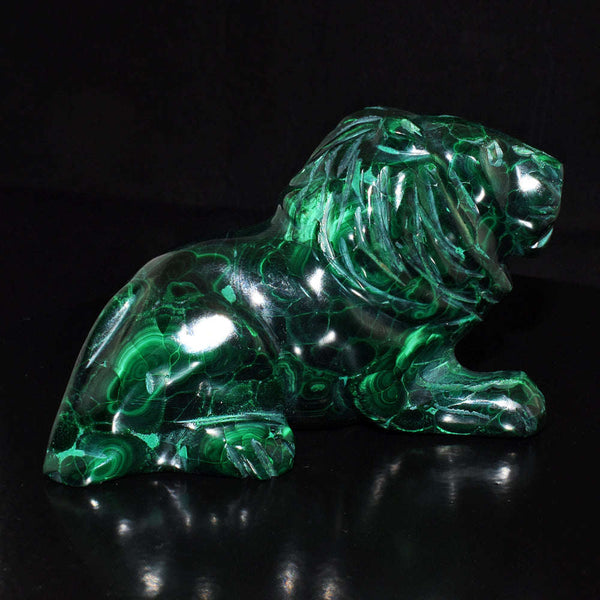 gemsmore:Craftsmen Congo Malachite Hand Carved Genuine Crystal Gemstone Carving Lion