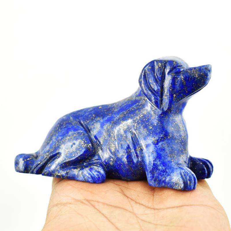 gemsmore:Craftsmen Hand Carved Blue Lapis Lazuli Dog