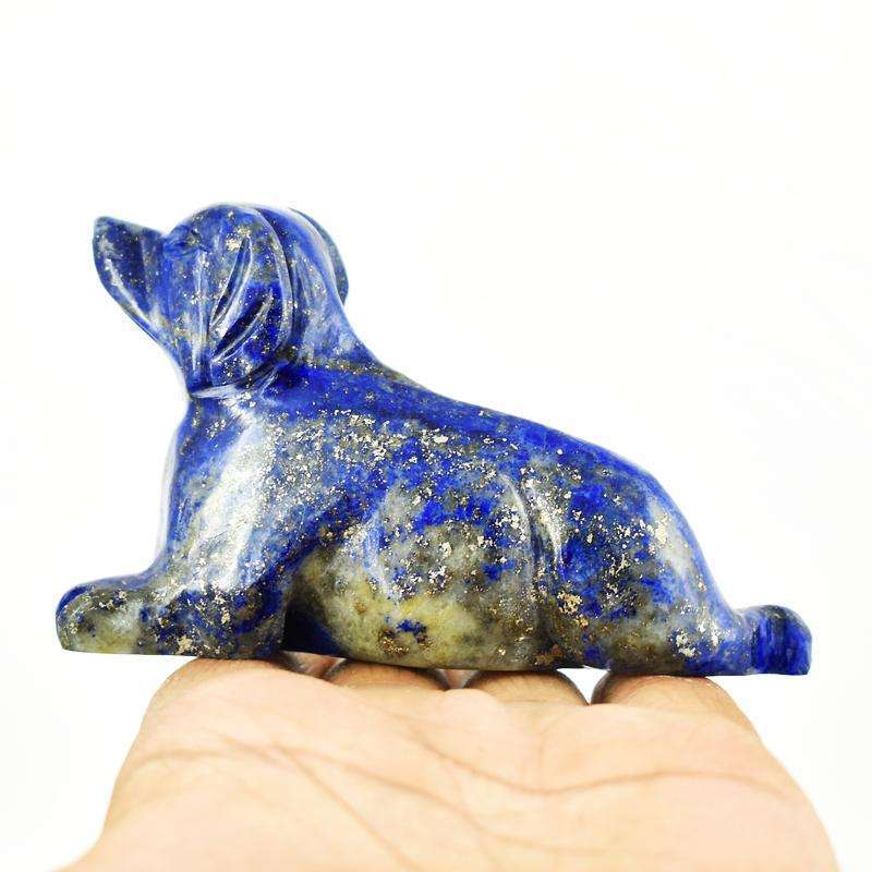 gemsmore:Craftsmen Hand Carved Blue Lapis Lazuli Dog