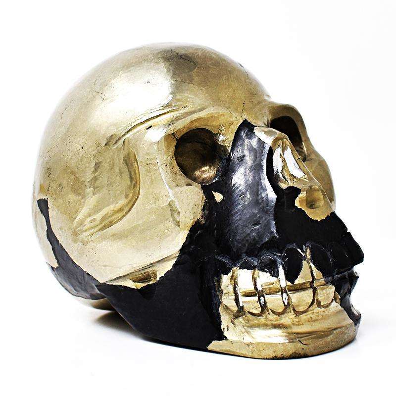 gemsmore:Craftsmen Hand Carved Golden Pyrite Gemstone Skull