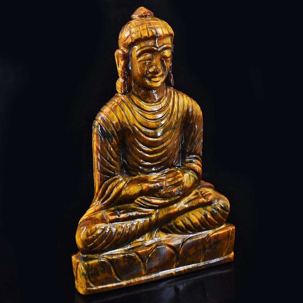 gemsmore:Craftsmen Hand Carved Golden Tiger Eye Lord Buddha