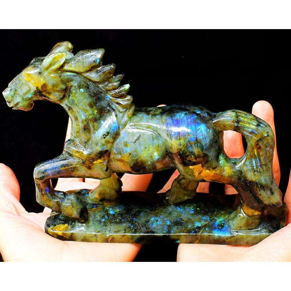 gemsmore:Craftsmen Hand Carved Labradorite Horse