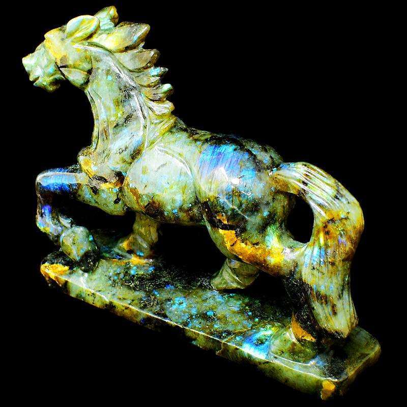 gemsmore:Craftsmen Hand Carved Labradorite Horse