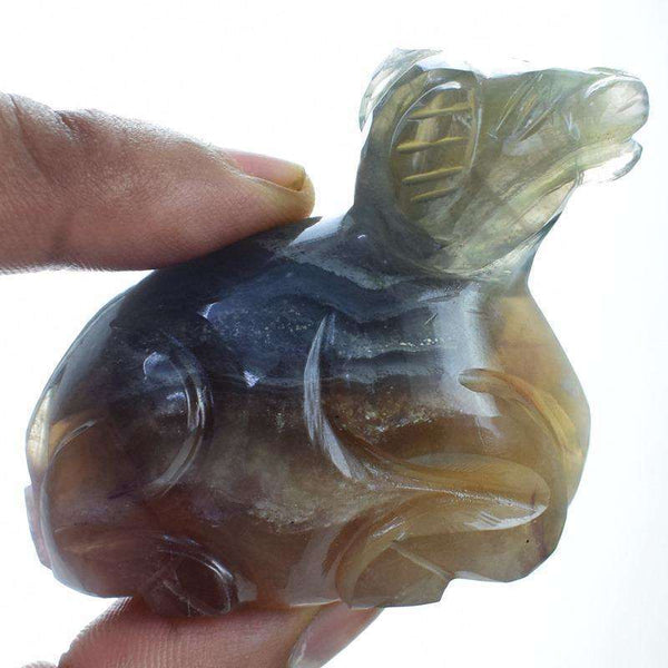 gemsmore:Craftsmen Hand Carved Multicolor Fluorite Camel