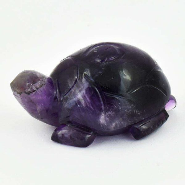 gemsmore:Craftsmen Hand Carved Purple Amethyst Turtle