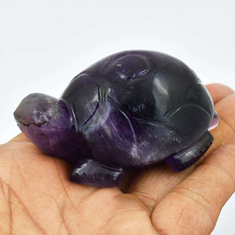 gemsmore:Craftsmen Hand Carved Purple Amethyst Turtle