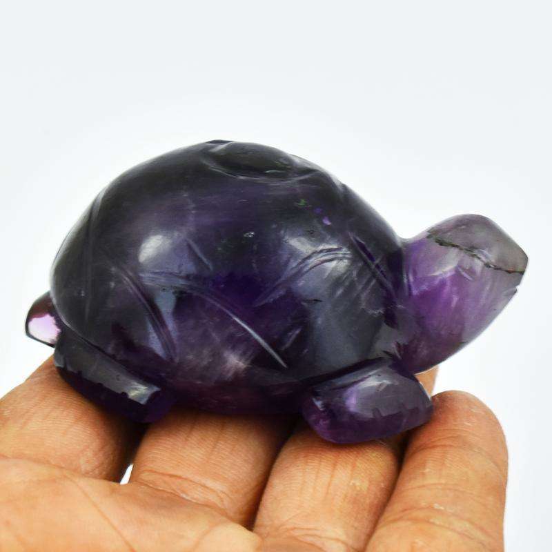 gemsmore:Craftsmen Hand Carved Purple Amethyst Turtle