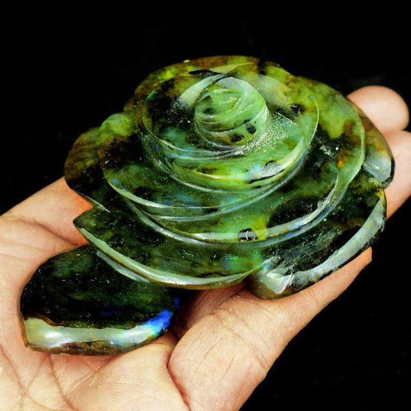 gemsmore:Craftsmen Hand Craved Labradorite Gemstone Rose