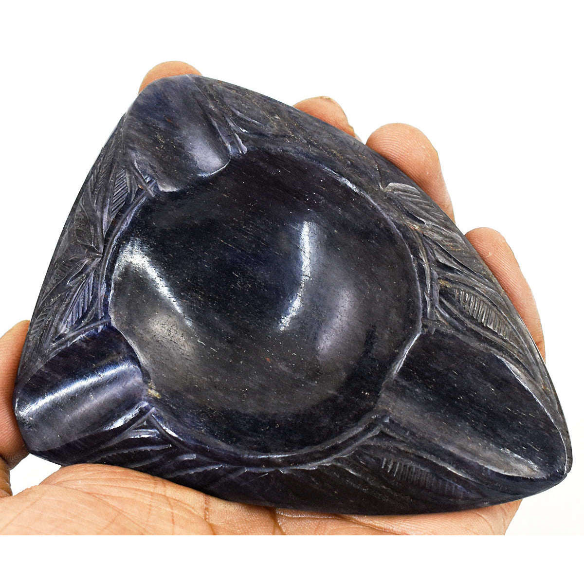 gemsmore:Craftsmen Iolite  Hand Carved Genuine Crystal Gemstone Carving Candle Holder