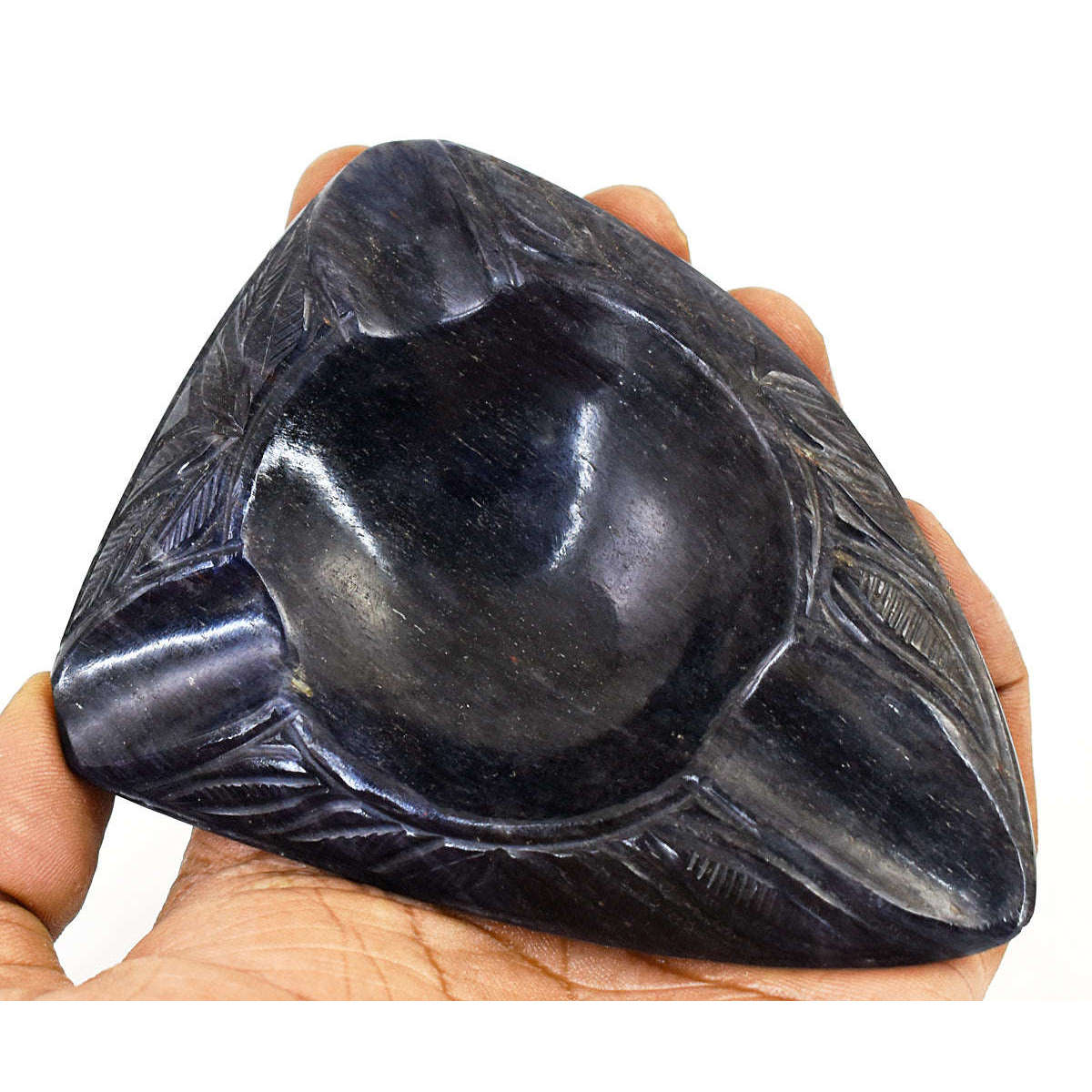 gemsmore:Craftsmen Iolite  Hand Carved Genuine Crystal Gemstone Carving Candle Holder