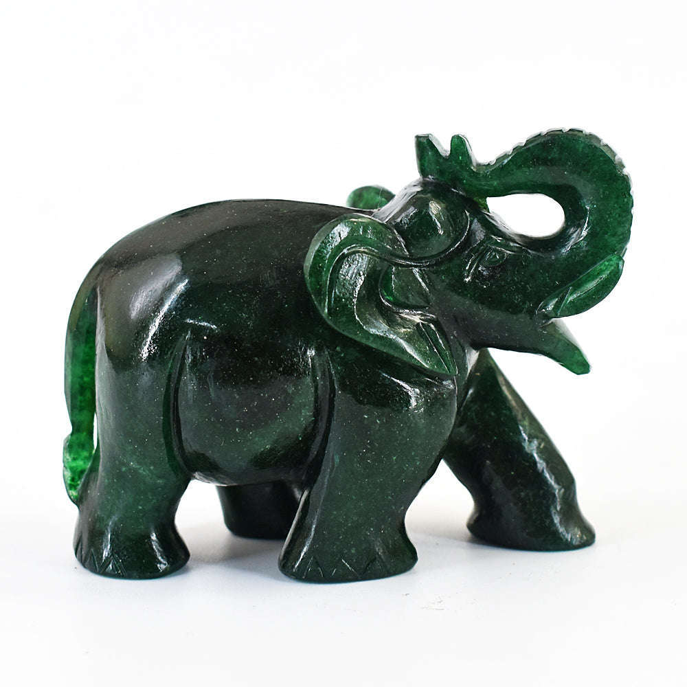 gemsmore:Craftsmen Jade Hand Carved Genuine Crystal Gemstone Carving Elephant