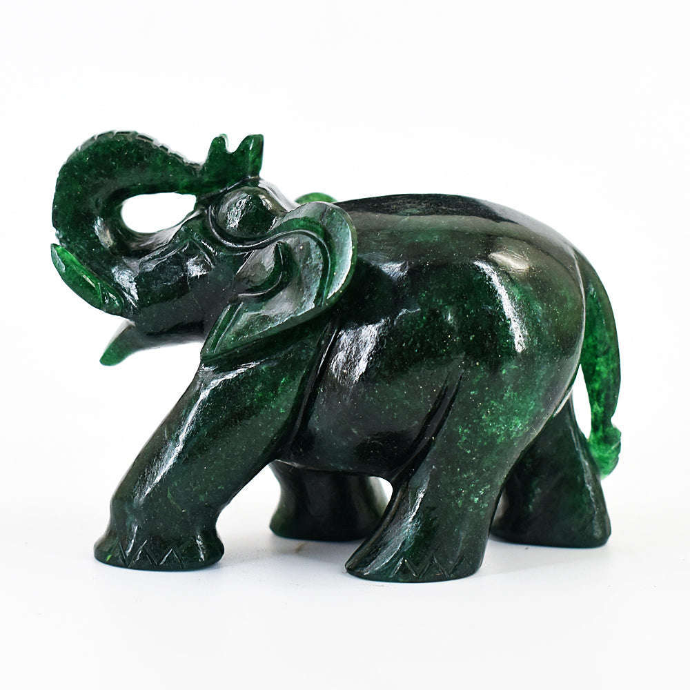 gemsmore:Craftsmen Jade Hand Carved Genuine Crystal Gemstone Carving Elephant