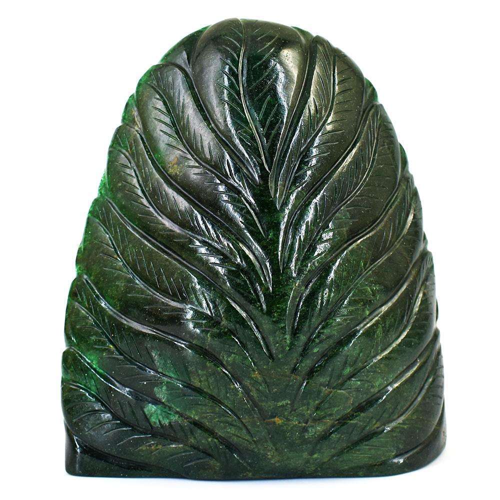 gemsmore:Craftsmen Jade Hand Carved Genuine Crystal Gemstone Carving Massive Leaf Palm Lord Buddha