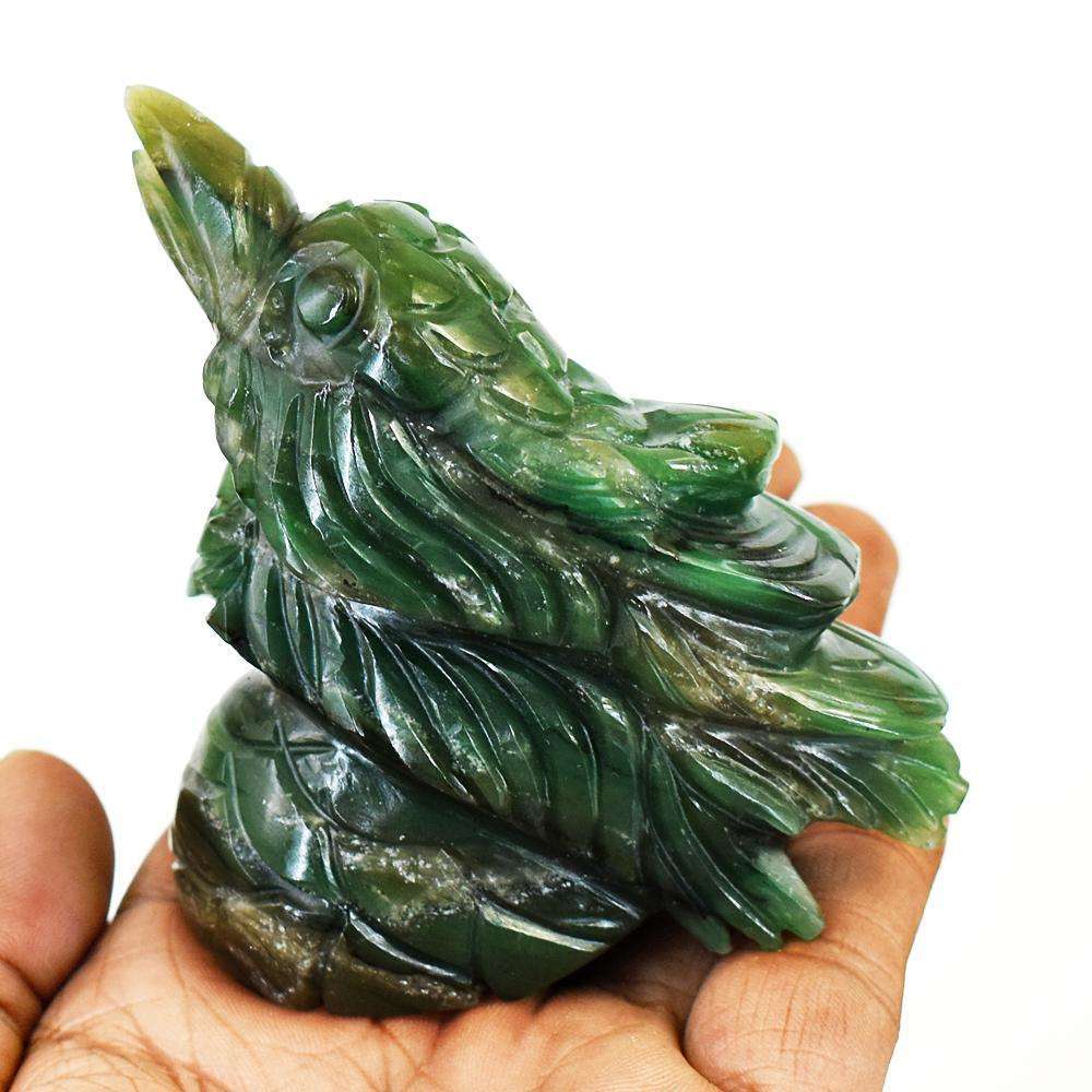 gemsmore:Craftsmen Jade Hand Carved Genuine Crystal Gemstone Carving Sparrow