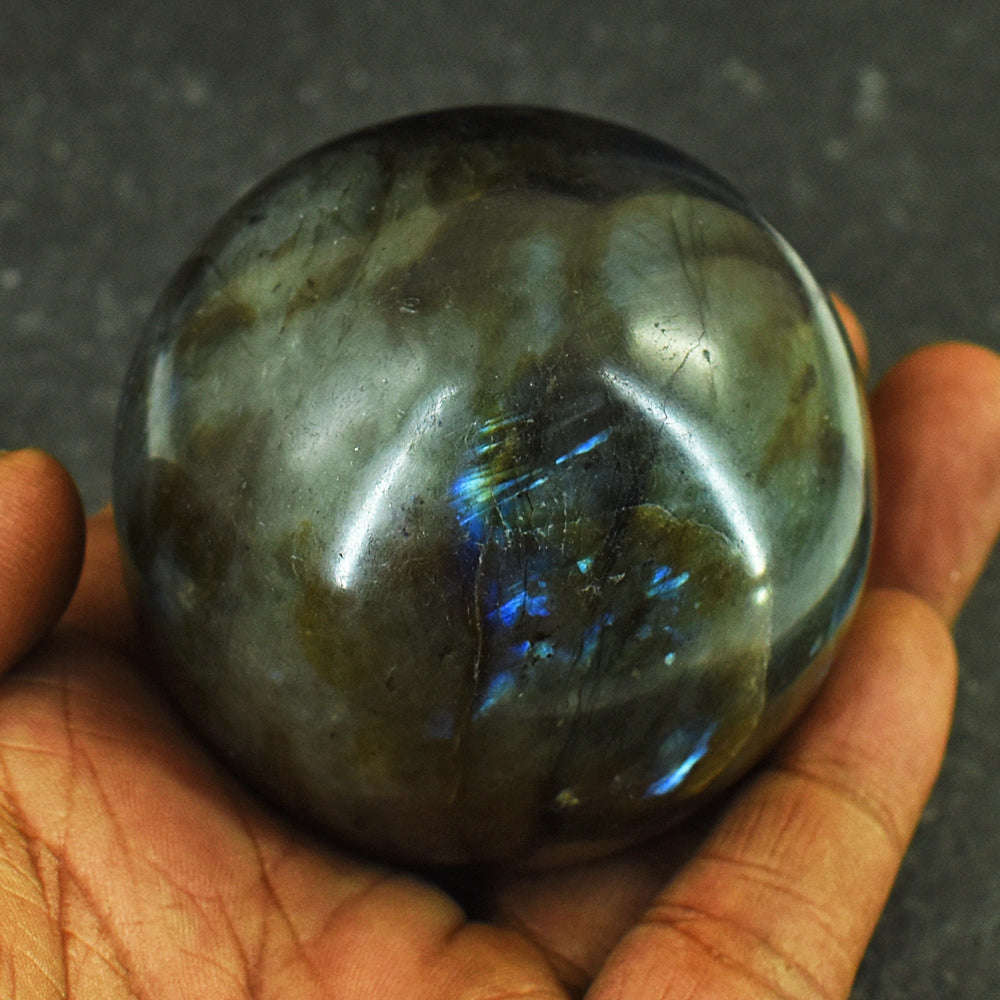 gemsmore:Craftsmen Labradorite Hand Carved Genuine Crystal Gemstone Carving Ball
