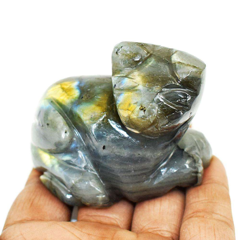 gemsmore:Craftsmen Labradorite Hand Carved Genuine Crystal Gemstone Carving Cat
