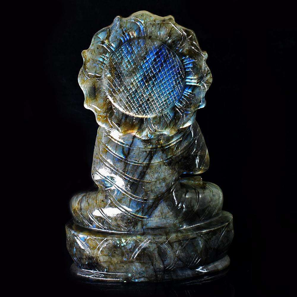 gemsmore:Craftsmen Labradorite Hand Carved Genuine Crystal Gemstone Carving Huge Lord Buddha