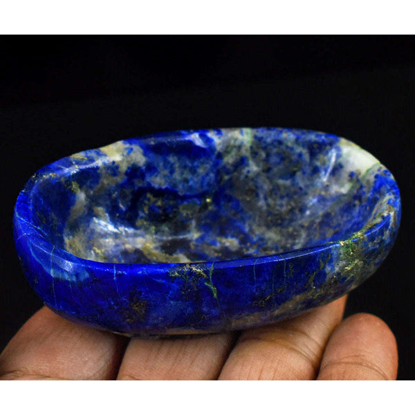 gemsmore:Craftsmen Lapis Lazuli  Hand Carved Genuine Crystal Gemstone Carving Bowl